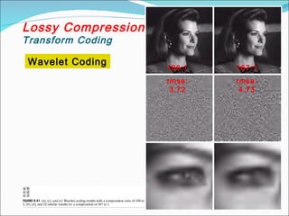 Lossy Compression
Transform Coding
108:1
rmse:
3.72
167:1
rmse:
4.73
Wavelet Coding
 