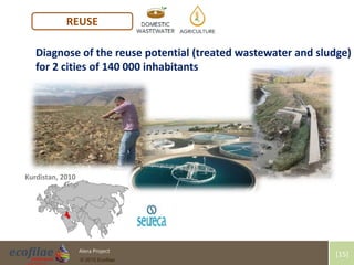 4/30/2015 15Alera Project
© 2015 Ecofilae
[15]
REUSE
Diagnose of the reuse potential (treated wastewater and sludge)
for 2 cities of 140 000 inhabitants
Kurdistan, 2010
N.Condom
N.Condom
N.Condom
 