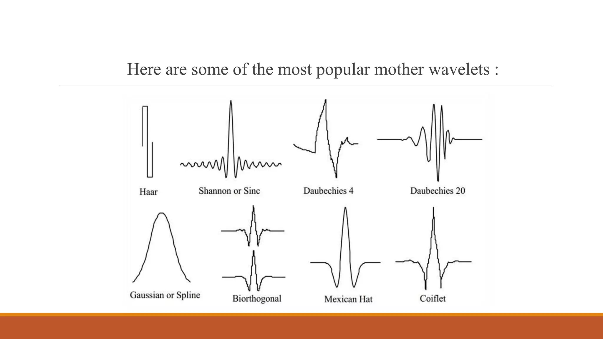 Here are some of the most popular mother wavelets :
 