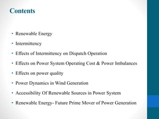 impact of renewable energy sources on power system opeartion | PPTX