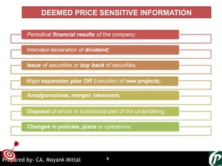 ONTARGET
DEEMED PRICE SENSITIVE INFORMATION
8Prepared by- CA. Mayank Mittal
 