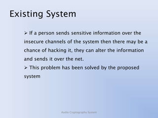 Audio Cryptography System | PPTX