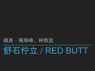 舒石佇立 / RED BUTT
組員：張瑞峰、林致廷
 