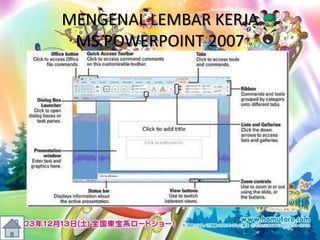 MENGENAL LEMBAR KERJA
MS.POWERPOINT 2007
 