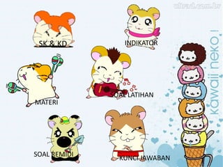 SK & KD INDIKATOR
MATERI
SOAL LATIHAN
SOAL REMIDI KUNCI JAWABAN
 