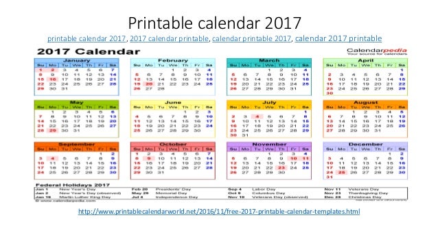 2017 2017 printable calendar
