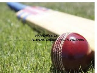 HAPPINESS IS
..................PLAYING CRICKET WITH FRIENDS
 