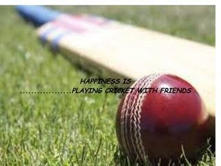 HAPPINESS IS
..................PLAYING CRICSET WITH FRIENDS
 