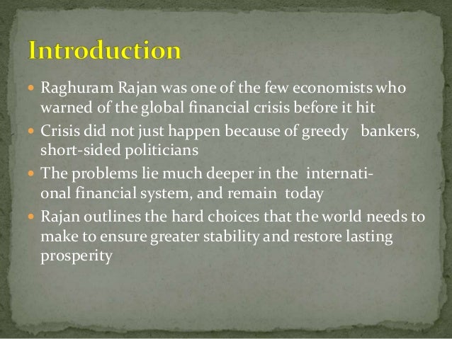 Fault Lines How Hidden Fractures Still Threaten the World Economy