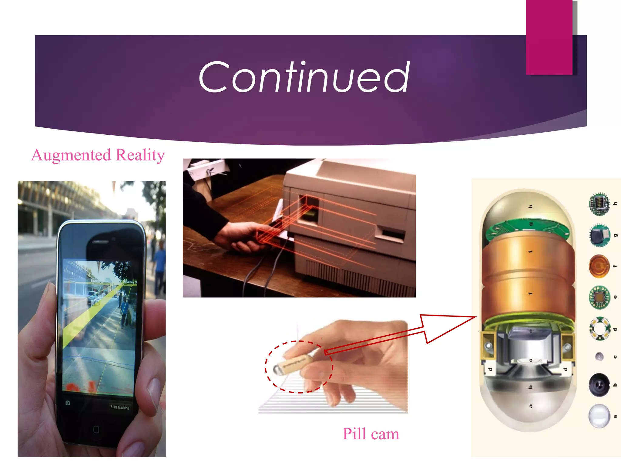 Continued
Augmented Reality
Pill cam
 