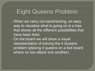 Backtracking-N Queens Problem-Graph Coloring-Hamiltonian cycle | PPT ...