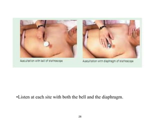 •Listen at each site with both the bell and the diaphragm.
28
 