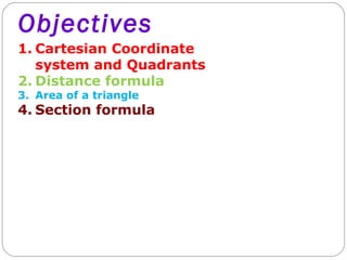 Cartesian System Distance Formula CLASS X MATHS | PPT