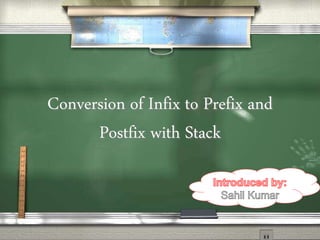 Conversion of Infix to Prefix and
Postfix with Stack
 