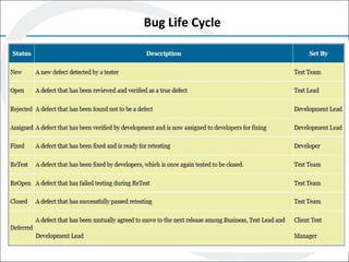 Bug Life Cycle
 
