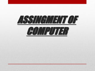 ASSINGMENT OF
COMPUTER
 