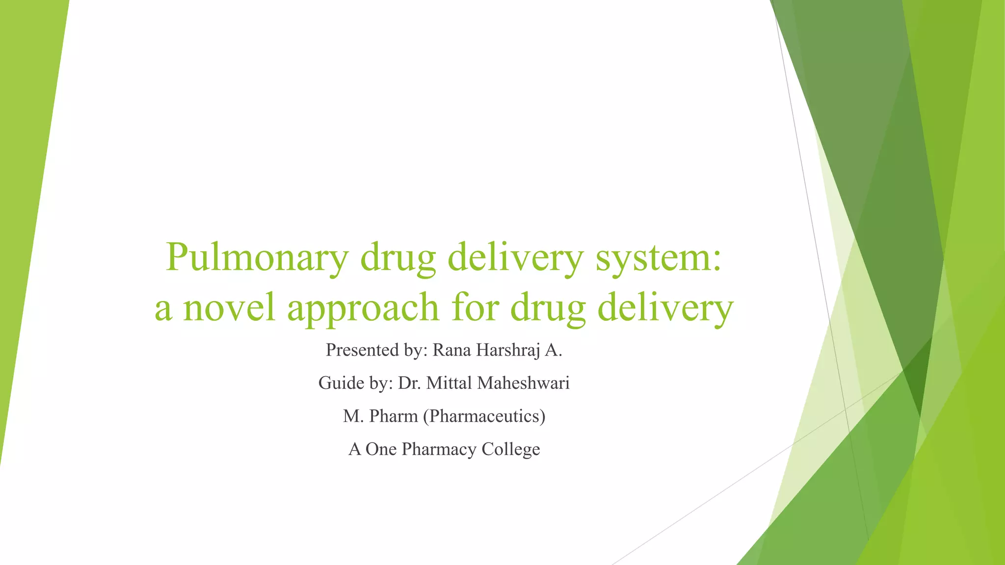 pulmonary drug delivery system PPT