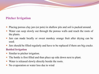 Characteristic of crop and farming system affecting irrigation management 