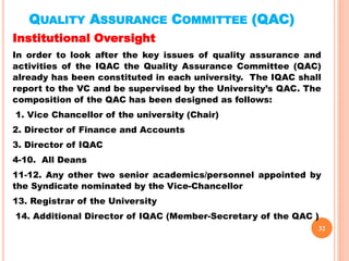 Functions and Rules of Institutional Quality Assurance Cell (IQAC) | PPT
