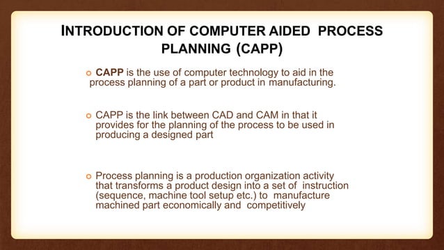 computer aided process planning | PPT