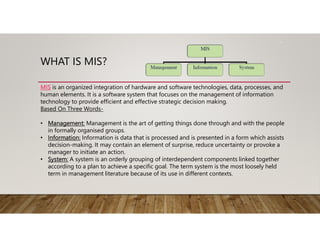 Characteristics of MIS and dss | PDF