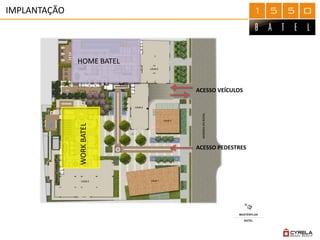 IMPLANTAÇÃO
ACESSO VEÍCULOS
HOME BATEL
WORKBATEL
ACESSO PEDESTRES
 
