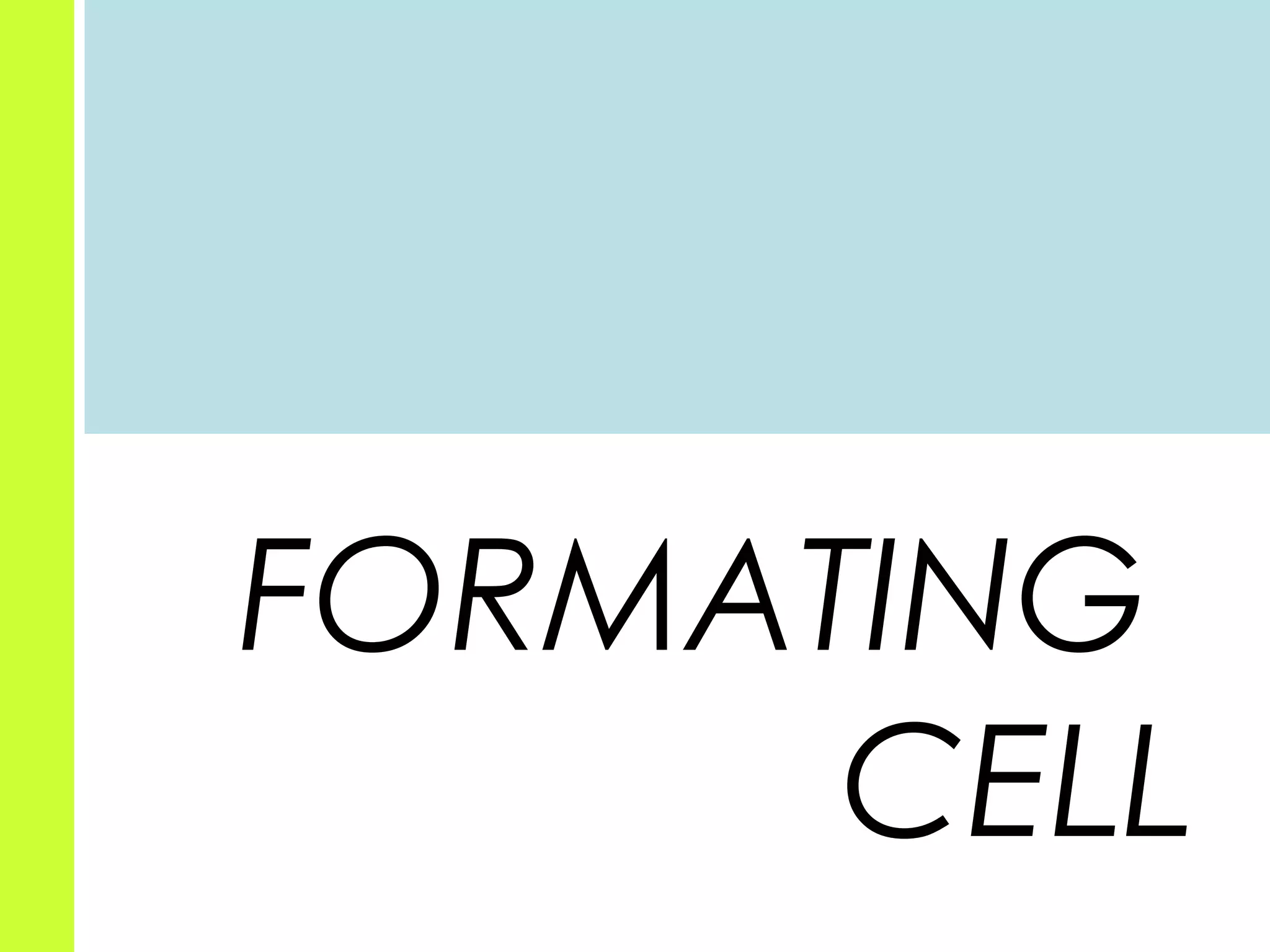 FORMATING
CELL