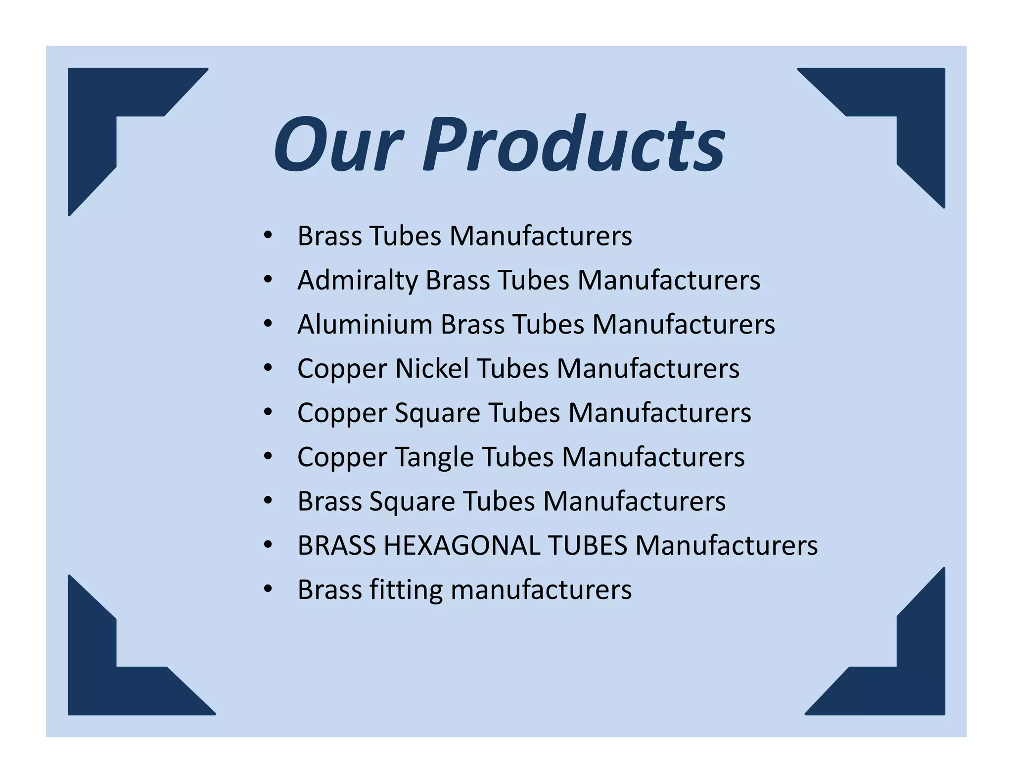 Copper Square Tubes Manufacturers