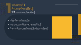 องค์ประกอบที่ 1
ด้านการจัดการเรียนรู้
 