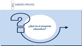 ¿Qué es el proyecto
educativo?
SABERES
PREVIOS
SABERES PREVIOS
 