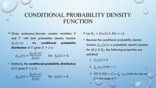 CONDITIONAL PROBABILITY DENSITY
FUNCTION
• •
 