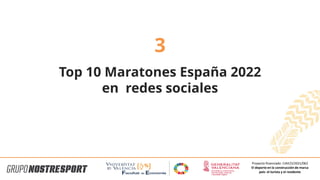 1-Introducción
3
Top 10 Maratones España 2022
en redes sociales
Proyecto financiado: CIAICO/2021/062
El deporte en la construcción de marca
país: el turista y el residente
 