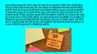 सूचना-लेखन कहलाता है। सूचना-लेखन क
े माध्यम से जन साधारण से सीधे संवाद स्थापित पकया
जाता है। इसक
े माध्यम से कम खचच और अल्प िररश्रम से अपधकापधक लोगों तक सूचनाँ िहचाई
जाती हैं। छात्ों को भी तरह-तरह की सूचनामनुष्य पजज्ञासु प्राणी है। वह तरह-तरह की जानकाररयों
से अवगत होना चाहता है। वह सूचनाओं का आदान-प्रदान करता है। इसी तरह सरकारी और गैर-
सरकारी संस्थाँ भी क
ु छ आवश्यक सूचनाँ लोगों तक िहचाना चाहती हैं। जन साधारण की भलाई
हेतु वे समय-समय िर ऐसा करती रहती हैं। इन सूचनाओं को जनता तक पलखखत रूि में िहचाना ँ
पवद्यालय क
े सूचनािट्ट िर पलखी पमलती हैं। सूचनाँ प्रायः ऐसे स्थान िर पलखी जाती हैं, जहा लोगों
द्वारा वे आसानी से देखी और िढी जा सक
ें । इन्हें कॉलोपनयों और ररहायशी इलाकों क
े मुख्य द्वार िर
या प्रायः कॉलोनी क
े सूचनािट्टों िर पलखी पमल जाती हैं।
 