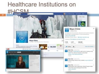Healthcare Institutions on
#HCSM
21
 
