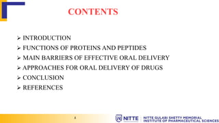 PROTEIN AND PEPTIDE DELIVERY THROUGH ORAL ROUTE | PPTX