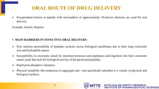 PROTEIN AND PEPTIDE DELIVERY THROUGH ORAL ROUTE | PPTX