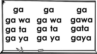ga ga ga
ga ga gawa
ga ga gata
ga ga gaya
wa wa
ta ta
ya ya
 