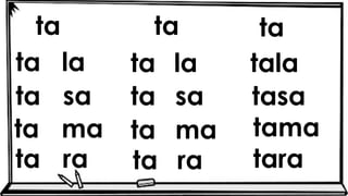 ta ta ta
ta tala
tasa
tama
tara
la ta la
ta sa ta sa
ta ma ta ma
ta ra ta ra
 