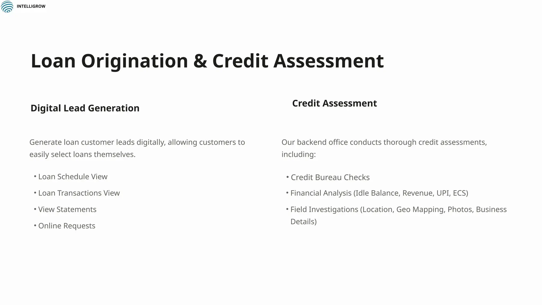 Intelligrow: Smart Loan Management Platform | PPTX