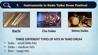 Kodo Instruments MAPEH 8-ARTS FESTIVALS IN JAPAN AND THAILAND | PPTX