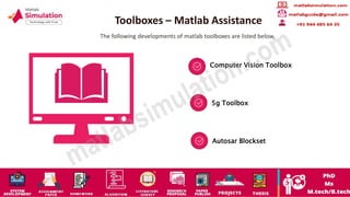 Toolboxes – Matlab Assistance
The following developments of matlab toolboxes are listed below,
Computer Vision Toolbox
5g Toolbox
Autosar Blockset