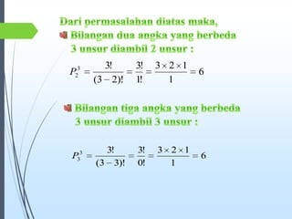 6
1
123
!1
!3
)!23(
!33
2P
6
1
123
!0
!3
)!33(
!33
3P
 