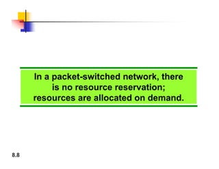 8.8
In a packet-switched network, there
is no resource reservation;
resources are allocated on demand.
 