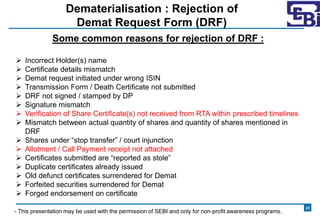 Signeg Rta SEBI's PPT on depository services....... | PDF