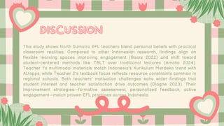 EFL Teachers' Beliefs and Practices in North Sumatra High Schools ...