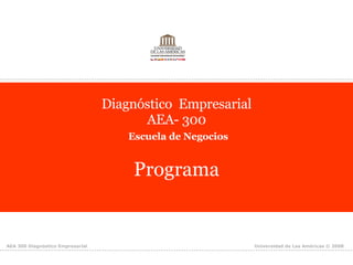 Diagnóstico  Empresarial AEA- 300   Escuela de Negocios Programa 