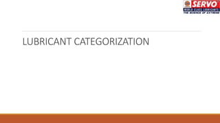 LUBRICANT CATEGORIZATION
 