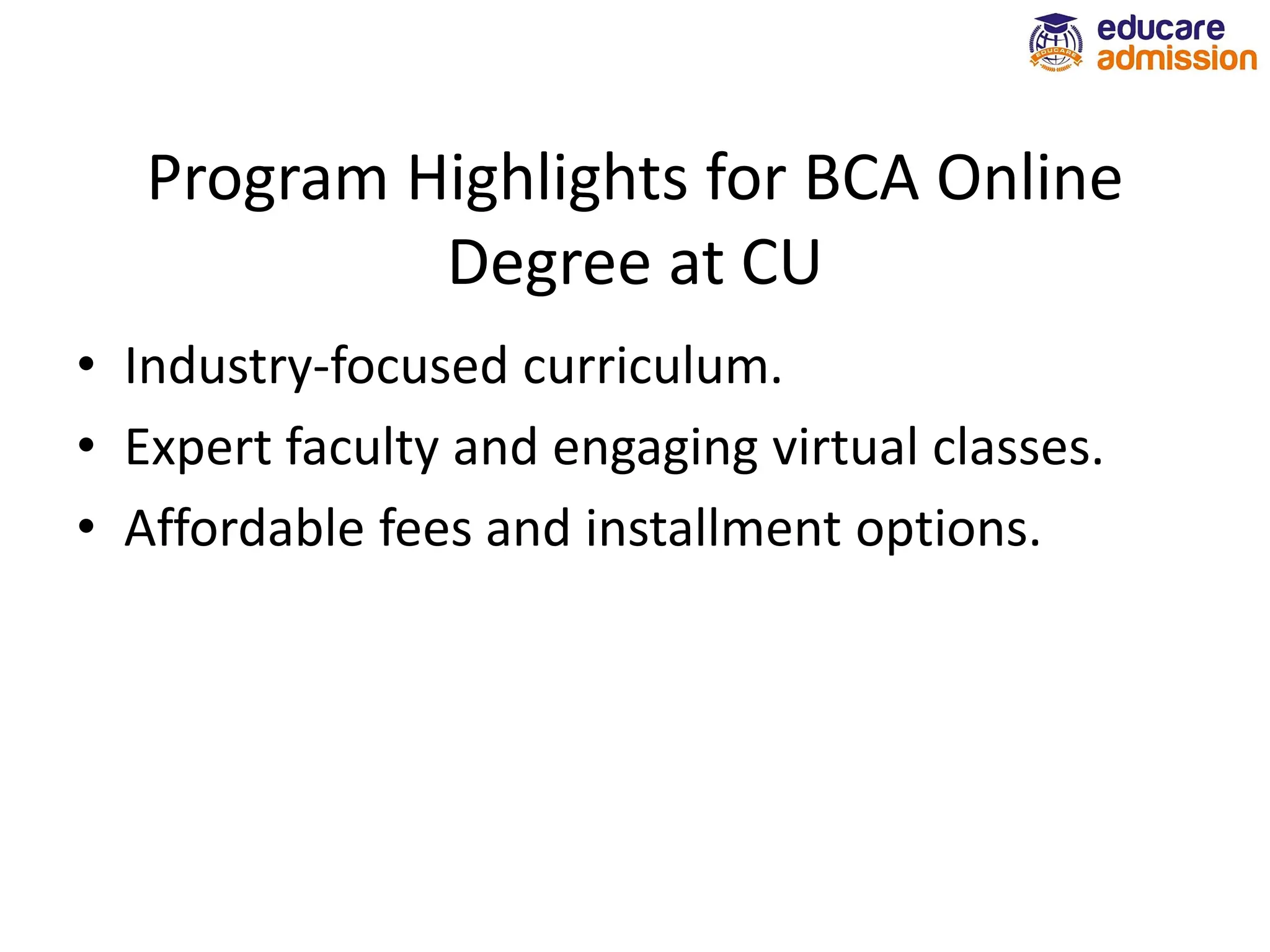 BCA Online Degree at CU with Educare Admission – Flexible Learning ...