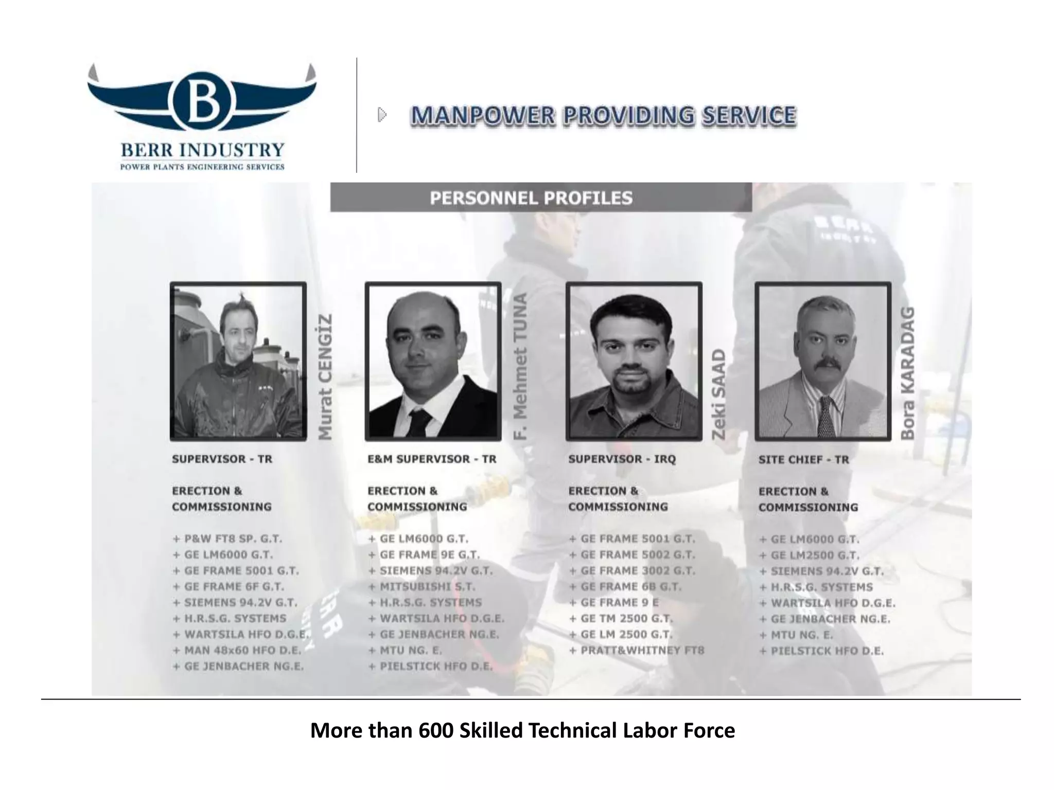 More than 600 Skilled Technical Labor Force
 