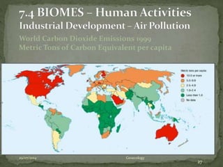 World Carbon Dioxide Emissions 1999
Metric Tons of Carbon Equivalent per capita
29/07/2014 Geoecology
27
 